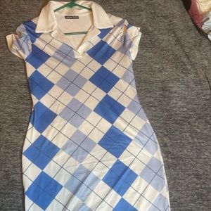 Blue & White checkered collared dress